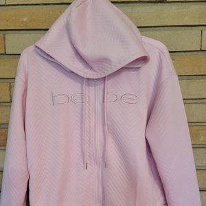 Bebe Pink Zip Front Hoodie Size Large